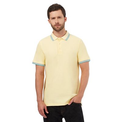 Maine New England Big and tall yellow tipped tailored fit polo shirt